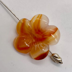 Plumeria! Carved Carnelian Hawaiian Flower Bead | Orange | 25x6mm | 1 Bead |