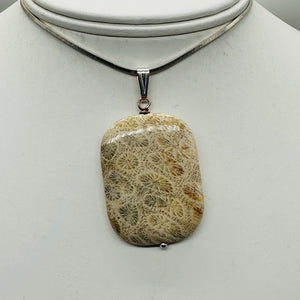 Coral Fossilized with Flower-Like Inclusions Sterling Silver Pendant | 2" Long |
