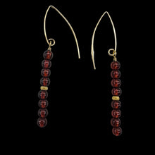 Load image into Gallery viewer, Champagne Garnet AAA 4mm Round Bead Dangle Earrings | 2" Long | Red |
