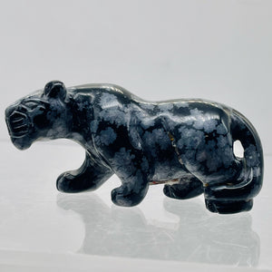 Hand-Carved Prowling Leopard | 58x27x19mm | Grey Black | 1 Figurine |