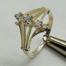 Load image into Gallery viewer, Three Stone Cubic Zirconia Promise Ring Sterling Silver Size 6.75
