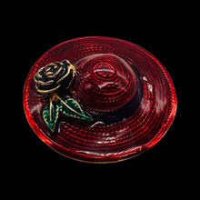 Load image into Gallery viewer, Sparkling Red Designer Hat Brooch Vintage Style Statement Pin USA 43mm
