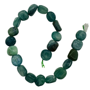 Kyanite Polished Rounded Nugget 8" Strand | 10x10x6mm | Green, Silver| 22 Beads|