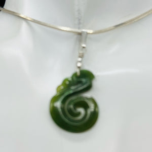 Jade Maori Manaia Sterling Silver Pendant | Green | 1 1/2" Long | 1 Pendant |