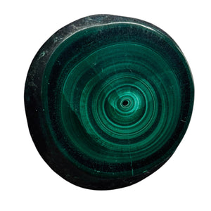 Malachite 31g Polished Round Stalactite Slice | 41x41x7mm | Green | 1 Specimen |