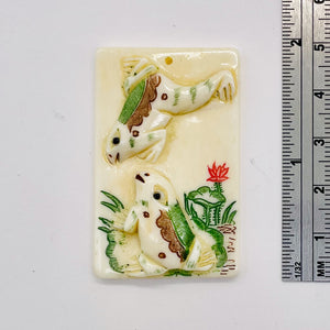 Love Frogs Pendant Bead | 48x30x6mm | White Green | 1 Bead |