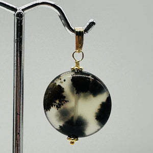 Gemmy Dendritic Peruvian Opal 14K Gold Filled Pendant | Clear Black|1 1/4" Long|
