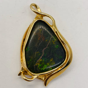Stunning 14K Opal Goddess Pendant | 2 1/4" Long | Fire Green Red | 1 Pendant |