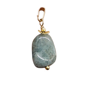 Aquamarine 14K Gold Filled Drop Pendant | 1 1/2" Long | Aqua | 1 Pendant |