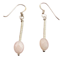 Load image into Gallery viewer, Pink Peruvian Opal Faceted Oval &amp; Stardust Sterling Silver Tube Earrings 5827B
