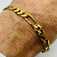 Load image into Gallery viewer, Handmade Italian 18K Gold Vermeil Figaro Chain Bracelet | 7mm | 8" | 12g |
