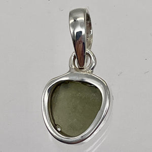 Moldavite 9.731ct Sterling Silver Round Pendant | 3/4" Long | Green | 1 Pendant|
