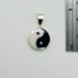 Ying Yang Sterling Silver Round Pendant | 7/8" Long | Black, White | 1 Pendant |
