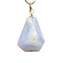 Load image into Gallery viewer, Chalcedony Druzy Designer Cut Sterling Silver Pendant | 1 1/4&quot; Long | Blue |
