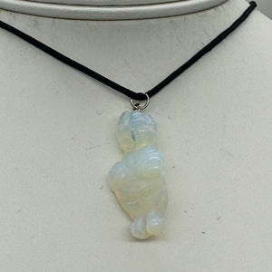 Opalized Glass Goddess Pendant Necklace | 1 1/2" Long | White, Blue | 1 Pendant|