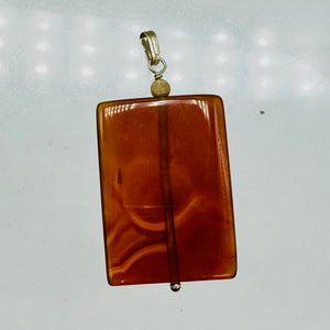 Carnelian Rectangle Cut Pendant | 2" Long | 37x24mm (Carnelian) | Orange |