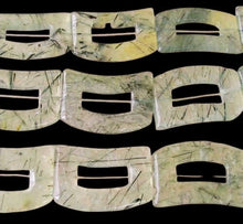 Load image into Gallery viewer, 3 Picture Frame Green Prehnite Buckle Beads 10461
