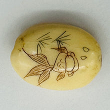 Load image into Gallery viewer, Flower Scrimshaw Oval Pendant Bead | 19x14x7mm | Red, Tan | 1 Bead |
