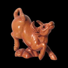 Load image into Gallery viewer, Hard Working Carved &amp; Signed Ox Boxwood Statue
