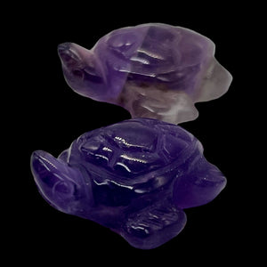 Majestic 2 Carved Amethyst Sea Turtle Beads | 23.5x18.5x7.5mm | Purple