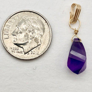 AAA Amethyst Faceted Twist Briolette Pendant | 12.5x8mm, 1" Long | Purple