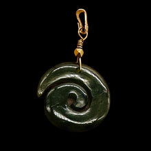 Load image into Gallery viewer, Jade New Zealand Maori Koru Sterling Silver Pendant | Green | 1&quot; Long |
