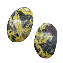 Load image into Gallery viewer, Turquoise Faustite Oval Beads | 34x22 to 32x21mm | Chartreuse, Black | 2 Beads |
