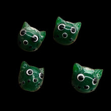 Load image into Gallery viewer, Kitty Cat Ceramic Round Beads | 15mm | Juniper Green | 4 Beads |

