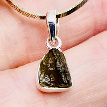 Load image into Gallery viewer, Moldavite 9.13ct Sterling Silver Triangle Pendant | 3/4&quot; Long| Green| 1 Pendant|
