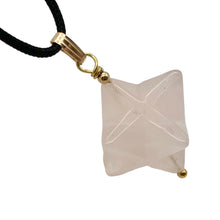 Load image into Gallery viewer, Rose Quartz Merkaba Star Pendant Necklace|SemiPrecious Stone Jewelry|14K Pendant
