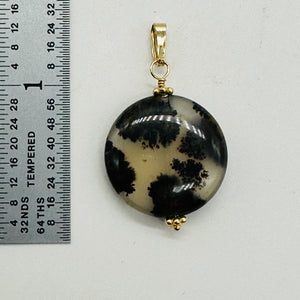 Gemmy Dendritic Peruvian Opal 14K Gold Filled Pendant | Clear Black|1 1/4" Long|
