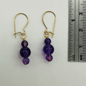 Amethyst 14K Gold Filled Exotic Drop Earrings | Purple/Gold | 2 1/4" Long |