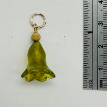 Load image into Gallery viewer, Jade Lily Flower 14K Yellow Gold Filled Pendant | Green | 1&quot; Long |
