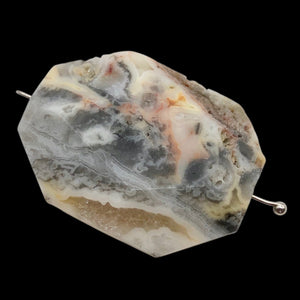 Crazy Lace Agate Carved Pendant Bead | 36x28x9mm | Gray White Orange |