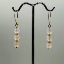 Load image into Gallery viewer, Morganite AA A Beads Rose Gold Earrings | 1" Long | 1 Pair |
