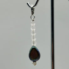 Load image into Gallery viewer, Pearl and Rose Quartz Sterling Silver Drop Pendant | 1 1/2&quot; Long | Rainbow |
