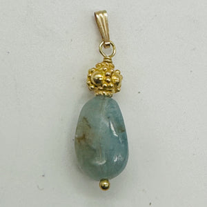Aquamarine 14K Gold Filled Drop Pendant | 1 1/2" Long | Aqua | 1 Pendant |