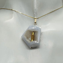 Load image into Gallery viewer, Chalcedony Druzy Designer Cut Sterling Silver Pendant | 1 1/2&quot; Long | Blue |
