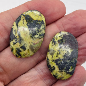 Turquoise Faustite Oval Beads | 34x22 to 32x21mm | Chartreuse, Black | 2 Beads |