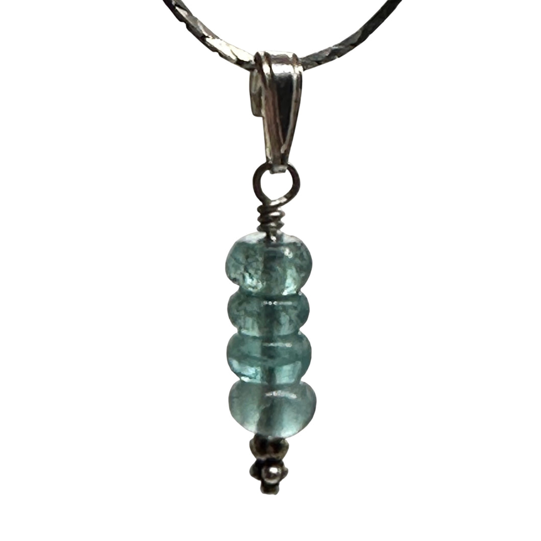 Tourmaline Beads Sterling Silver Pendant | Blue | 1