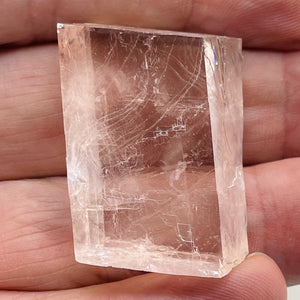 Optical Calcite / Iceland Spar 20g Rectangular Prism | 31x19x12mm | Pink, Clear|