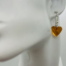 Load image into Gallery viewer, Amber Heart Dangle Sterling Silver Earrings | 1&quot; Long | Amber | 1 Pair Earrings|
