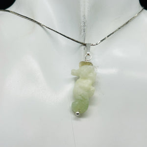 Serpentine Seahorse Sterling Silver Pendant | Green | 1 1/4" Long | 1 Pendant |