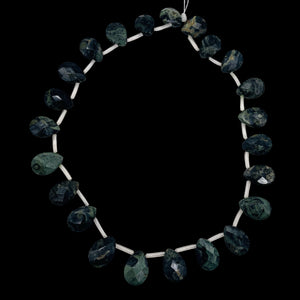 Green Kambaba Jasper Faceted Briolette Bead Strand 107304