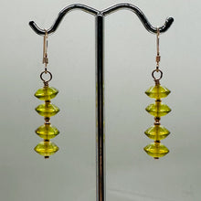Load image into Gallery viewer, Natural Yellow Amber 4 Bead 14K Rose Gold Filled Dangle Earrings 1.5" Handmade
