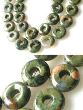 Load image into Gallery viewer, 5 Raintree Rhyolite Jasper Pi Circle Beads 009529P
