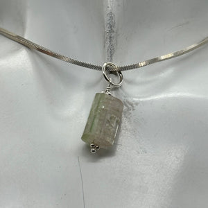 Natural Watermelon Tourmaline Sterling Silver Pendant | Pale Green, Pink. Clear|