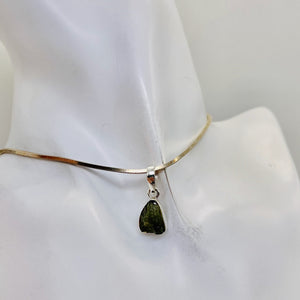 Moldavite 9.13ct Sterling Silver Triangle Pendant | 3/4" Long| Green| 1 Pendant|