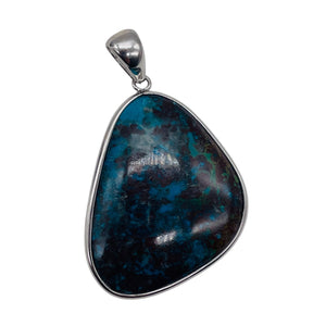 Chrysocolla Sterling Silver Oval Pendant | 2" Long | Blue, Green | 1 Pendant |