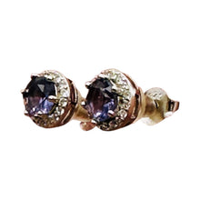 Load image into Gallery viewer, February Birthstone 5mm Purple Created Amethyst Sterling Silver Stud Earrings
